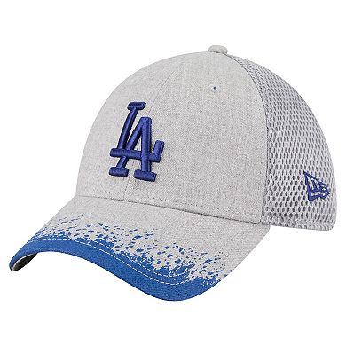 Men's New Era Gray Los Angeles Dodgers Visor Paint Splatter 39THIRTY Flex Hat