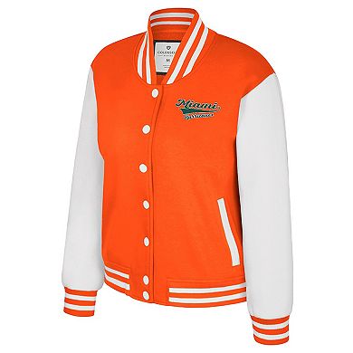 Women's Colosseum Orange Miami Hurricanes French Baguette Full Snap Fleece Jacket