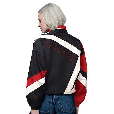 Women's Starter Black/Red Atlanta Falcons Vintage 1st Quarter Full-Zip Windbreaker