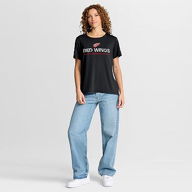 Women's Fanatics Black Detroit Red Wings Authentic Pro Rink Tech T-Shirt