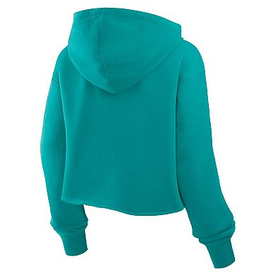 Women's Fanatics Aqua Miami Dolphins Oversized Hometown Heritage Cropped Hoodie
