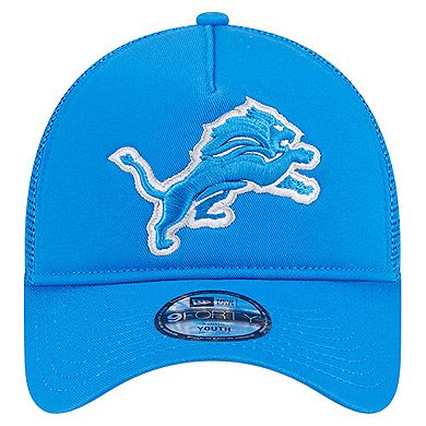 Toddler New Era Blue Detroit Lions Main 9FORTY A-Frame Trucker Adjustable Hat