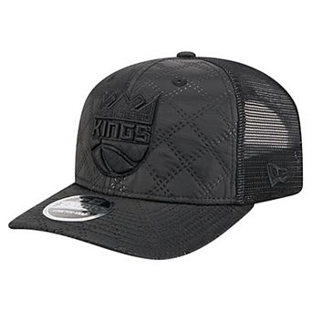 Men's New Era Black Sacramento Kings Quilted 9SEVENTY Trucker Adjustable Hat
