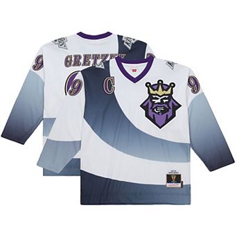 Men's Mitchell & Ness Wayne Gretzky White Los Angeles Kings Big & Tall 1995-96 Blue Line 2.0 Jersey