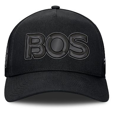 Men's Fanatics Black Boston Bruins Authentic Pro Road Team Code Trucker Adjustable Hat