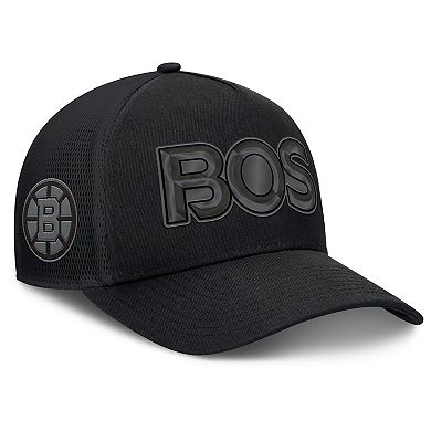 Men's Fanatics Black Boston Bruins Authentic Pro Road Team Code Trucker Adjustable Hat