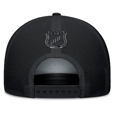 Men's Fanatics Black Boston Bruins Authentic Pro Road Team Code Trucker Adjustable Hat