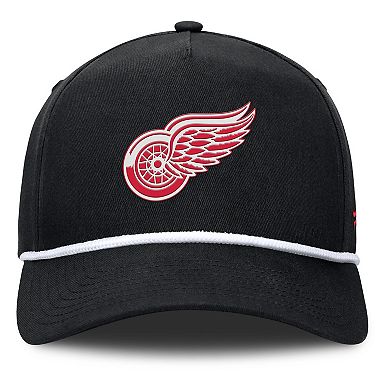 Men's Fanatics Black Detroit Red Wings Authentic Pro Rink Roper A-Frame Adjustable Hat