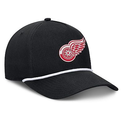 Men's Fanatics Black Detroit Red Wings Authentic Pro Rink Roper A-Frame Adjustable Hat