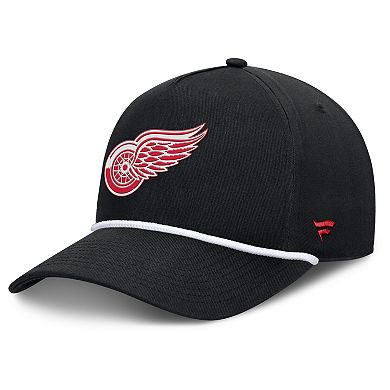 Men's Fanatics Black Detroit Red Wings Authentic Pro Rink Roper A-Frame Adjustable Hat