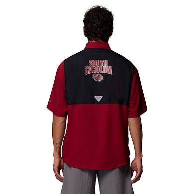 Men's Columbia Garnet South Carolina Gamecocks Tamiami Colorblock Omni-Shade Button-Down Shirt