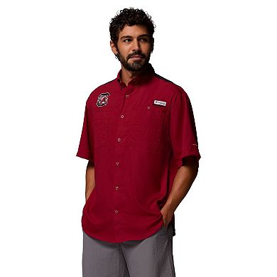 Men's Columbia Garnet South Carolina Gamecocks Tamiami Colorblock Omni-Shade Button-Down Shirt
