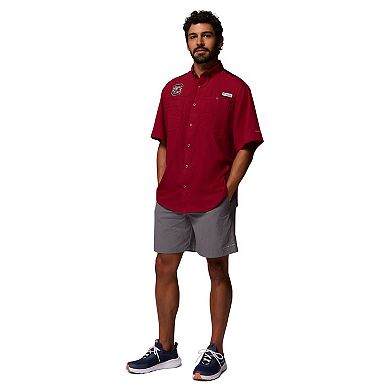 Men's Columbia Garnet South Carolina Gamecocks Tamiami Colorblock Omni-Shade Button-Down Shirt