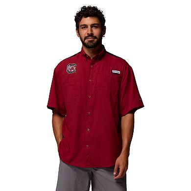 Men's Columbia Garnet South Carolina Gamecocks Tamiami Colorblock Omni-Shade Button-Down Shirt