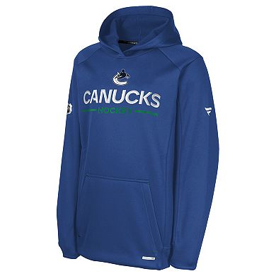 Youth Fanatics Blue Vancouver Canucks Authentic Pro Rink Raglan Hoodie