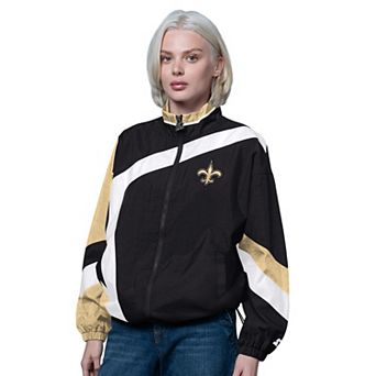 Women's Starter Black/Gold New Orleans Saints Vintage 1st Quarter Full-Zip Windbreaker