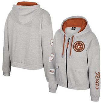 Women's Colosseum Gray Texas Longhorns Alfie Full-Zip Hoodie Jacket