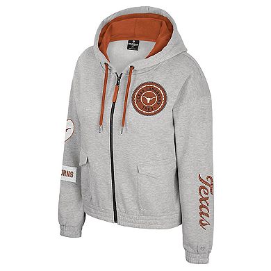 Women's Colosseum Gray Texas Longhorns Alfie Full-Zip Hoodie Jacket