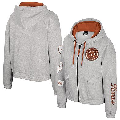 Women's Colosseum Gray Texas Longhorns Alfie Full-Zip Hoodie Jacket