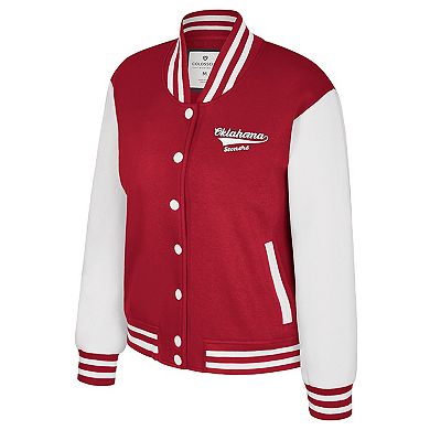 Women's Colosseum Crimson Oklahoma Sooners French Baguette Full Snap Fleece Jacket