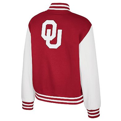 Women's Colosseum Crimson Oklahoma Sooners French Baguette Full Snap Fleece Jacket