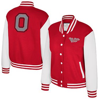Women's Colosseum Scarlet Ohio State Buckeyes French Baguette Full Snap Fleece Jacket
