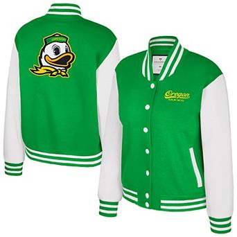 Women's Colosseum Green Oregon Ducks French Baguette Full Snap Fleece Jacket