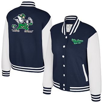 Women's Colosseum Navy Notre Dame Fighting Irish French Baguette Full Snap Fleece Jacket