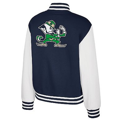 Women's Colosseum Navy Notre Dame Fighting Irish French Baguette Full Snap Fleece Jacket