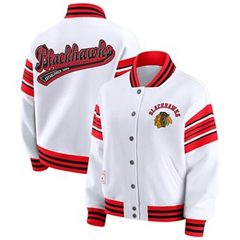 Women's WEAR by Erin Andrews White/Red Chicago Blackhawks Full-Snap Fleece Sweatshirt Jacket