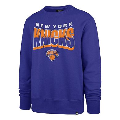 Unisex '47 Blue New York Knicks Brush By Headline Crewneck Sweatshirt