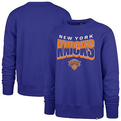Unisex '47 Blue New York Knicks Brush By Headline Crewneck Sweatshirt