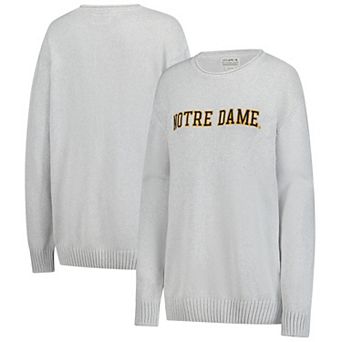 Women's Uscape Apparel Ash Notre Dame Fighting Irish Embroidered Applique Sweater