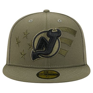 Men's New Era Olive New Jersey Devils Military Appreciation Flag 59FIFTY Fitted Hat