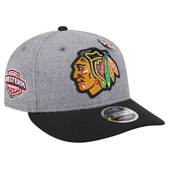 Men's New Era Gray/Black Chicago Blackhawks Wool Pin Low Profile 9FIFTY Snapback Hat