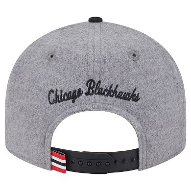 Men's New Era Gray/Black Chicago Blackhawks Wool Pin Low Profile 9FIFTY Snapback Hat