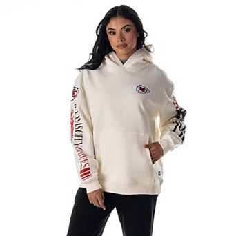 Unisex The Wild Collective Cream Kansas City Chiefs Stacked Graphic Sleeve Fleece Hoodie
