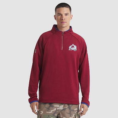 Men's Fanatics Burgundy Colorado Avalanche Authentic Pro Rink Raglan Quarter-Zip Pullover
