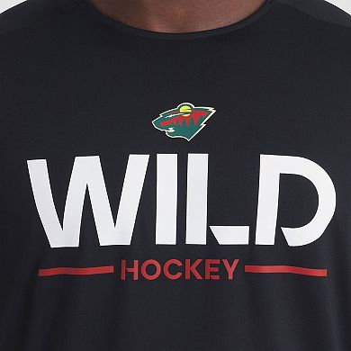 Men's Fanatics Black Minnesota Wild Authentic Pro Rink Tech Long Sleeve T-Shirt