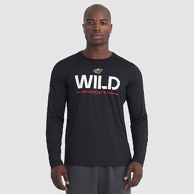 Men's Fanatics Black Minnesota Wild Authentic Pro Rink Tech Long Sleeve T-Shirt