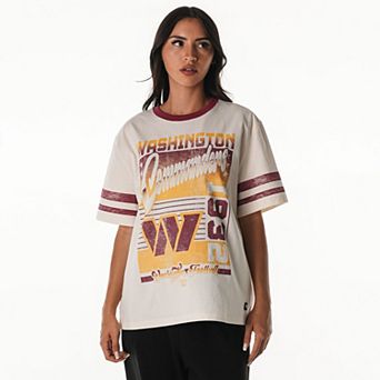Women's The Wild Collective Cream Washington Commanders Vintage Drop Shoulder Oversized Boyfriend T-Shirt
