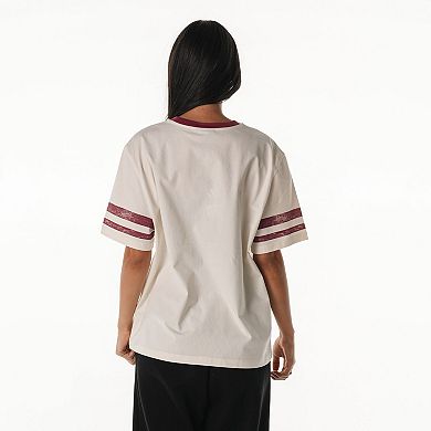 Women's The Wild Collective Cream Washington Commanders Vintage Drop Shoulder Oversized Boyfriend T-Shirt