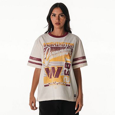 Women's The Wild Collective Cream Washington Commanders Vintage Drop Shoulder Oversized Boyfriend T-Shirt