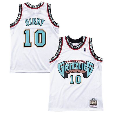 Men's Mitchell & Ness Mike Bibby White Vancouver Grizzlies 1998/99 Hardwood Classics Swingman Jersey