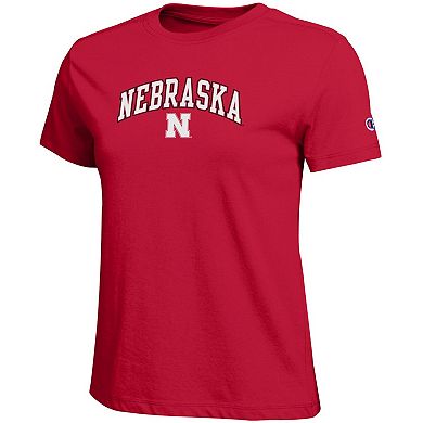 Women's Champion Scarlet Nebraska Huskers Arched Over Logo T-Shirt