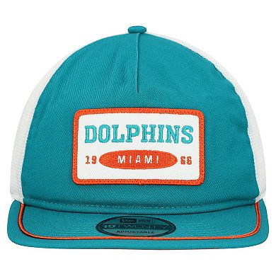 Men's New Era Aqua/White Miami Dolphins Patch 19TWENTY Adjustable Hat