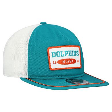 Men's New Era Aqua/White Miami Dolphins Patch 19TWENTY Adjustable Hat