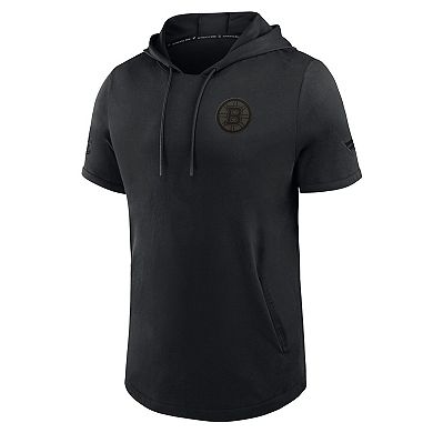 Men's Fanatics Black Boston Bruins Authentic Pro Road Short Sleeve Hoodie