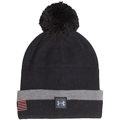 Men's Under Armour Charcoal Utah Utes Freedom Collection Cuffed Knit Hat with Pom