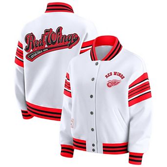 Women's WEAR by Erin Andrews White/Red Detroit Red Wings Full-Snap Fleece Sweatshirt Jacket
